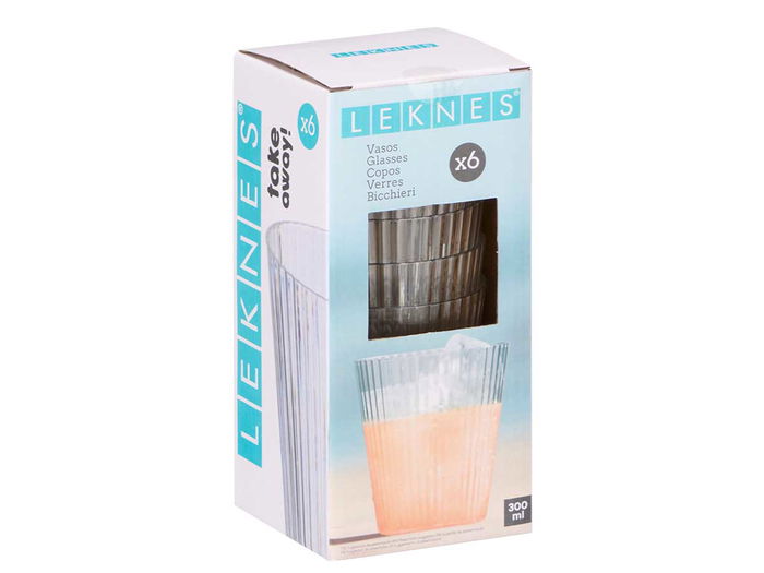 Leknes Vaso Rayas Transparente 300 ml 8 x 10 x 8 cm (Set de 24)