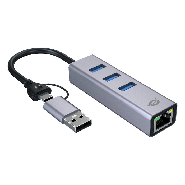 Conceptronic ABBY25G Adaptador de Red USB-C/A y Concentrador de 3 Puertos USB 3.2