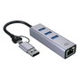 Conceptronic ABBY25G Adaptador de Red USB-C/A y Concentrador de 3 Puertos USB 3.2