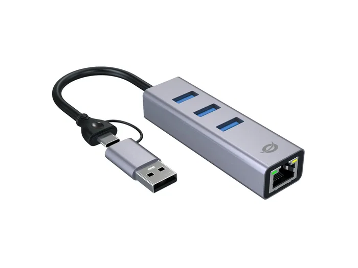 Conceptronic ABBY25G Adaptador de Red USB-C/A y Concentrador de 3 Puertos USB 3.2