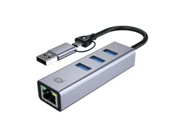 Conceptronic ABBY25G Adaptador USB-C/USB-A con Ethernet Gigabit y 3 Puertos USB 3.2