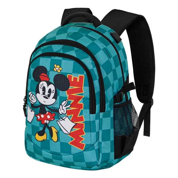 Karactermania Mochila Minnie Run. Plus Fan Indigo Ripstop, 3 Compartimentos, Puerto USB, 44x34x21 cm