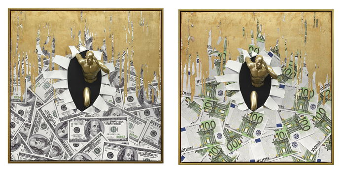 DKD Home Decor Cuadro Moderno Dorado Negro 3.5 x 80 x 80 cm (2 Unidades) DKD Home Decor Cuadro Moderno Dorado Negro 3.5 x 80 x 80 cm (2 Unidades)