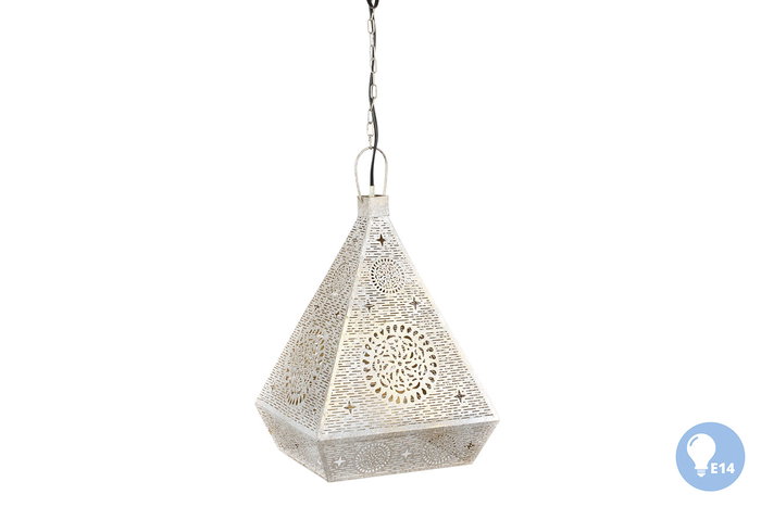 DKD Home Decor Lámpara de Techo Metal Blanco y Dorado Arabic Dream