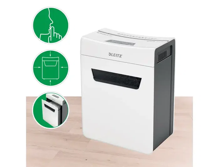 Leitz IQ Protect Premium Destructora de documentos 4 hojas P5 con papelera extraíble blanco/plata