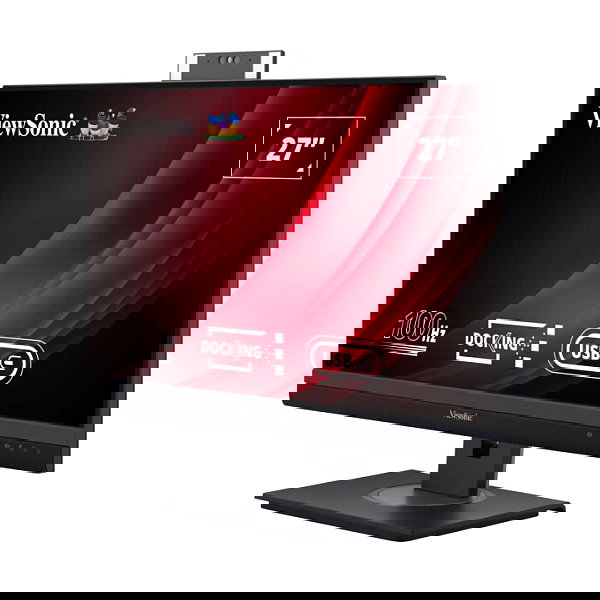 Viewsonic VG2757V-2K Monitor 27" QHD 2560x1440 IPS 100Hz USB-C Hub con Altavoces y Cámara, Negro