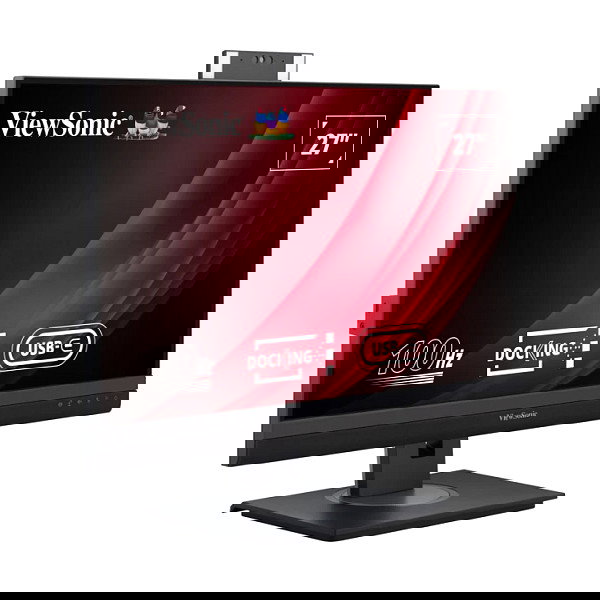 Viewsonic VG2757V-2K Monitor 27" QHD 2560x1440 IPS 100Hz USB-C Hub con Altavoces y Cámara, Negro