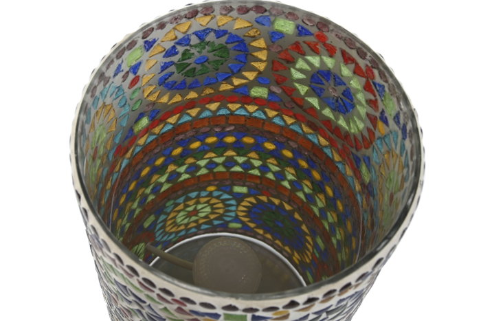 DKD Home Decor Lámpara de Sobremesa de Cristal Multicolor Mosaic Verano (Pack de 2)身