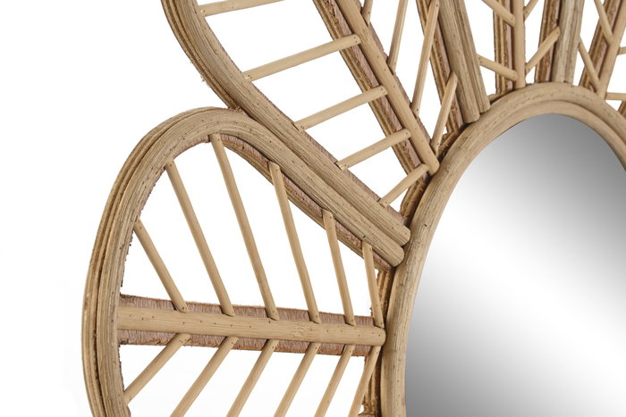 DKD Home Decor Espejo de Ratán con Detalles de Flor Marrón DKD Home Decor Espejo de Ratán con Detalles de Flor Marrón