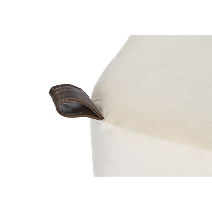 DKD Home Decor Reposapiés de Poliéster y PU, Pack de 2 (Gris y Beige)
