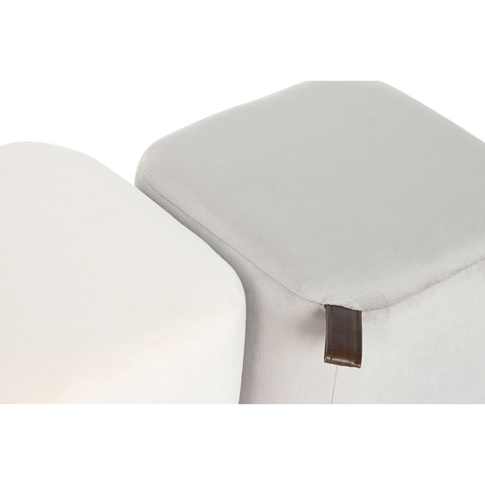 DKD Home Decor Reposapiés de Poliéster y PU, Pack de 2 (Gris y Beige)
