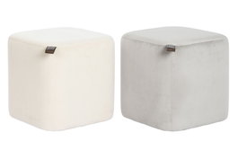 DKD Home Decor Reposapiés de Poliéster y PU, Pack de 2 (Gris y Beige)