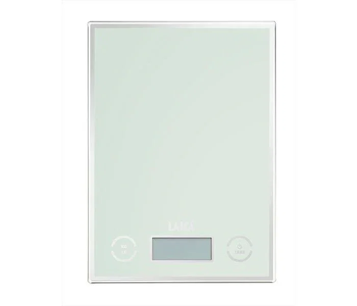Laica KS1050W Báscula de Cocina Electrónica, Capacidad 5 kg / Precisión 1 g, Color Blanco, Vidrio, Encimera, Táctil, LCD