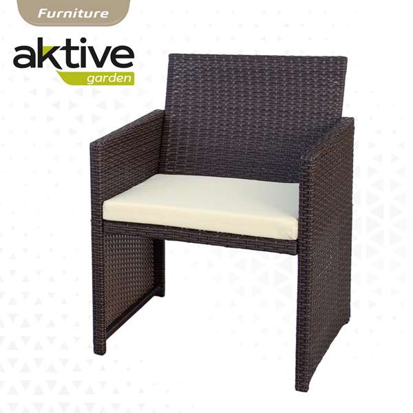 Aktive Conjunto Sofá (108x59x76 cm), 2 Sillones (59x76 cm) y Mesa (85x45x41 cm) Acero, Ratán, Cristal y Poliéster Aktive Conjunto Sofá (108x59x76 cm), 2 Sillones (59x76 cm) y Mesa (85x45x41 cm) Acero, Ratán, Cristal y Poliéster