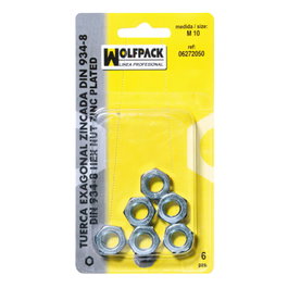 WOLFPACK LINEA PROFESIONAL Tuerca Hexagonal Zincada DIN934 M08 (10 Piezas)