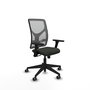 Silla de oficina Motilla con mecanismo Sincro tapizada con Tela color Negro y malla color Gris. Equipada con lumbar 1D, Brazos 3D y Ruedas 65 mm parqué
