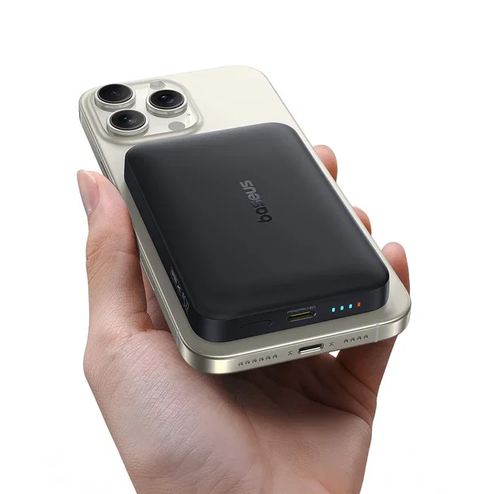 Baseus Enerfill FM11 Power Bank Ultra-Mini Magnético Magsafe Compatible 10000mAh 22.5W, Cable Type-C 0.3m Incluido, Negro, para EU