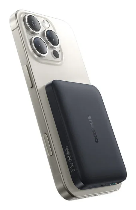 Baseus Enerfill FM11 Power Bank Ultra-Mini Magnético Magsafe Compatible 10000mAh 22.5W, Cable Type-C 0.3m Incluido, Negro, para EU