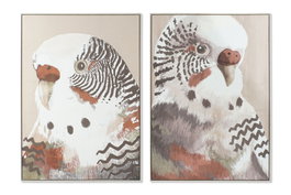 DKD Home Decor Cuadro de Periquito Surtido de 2 Piezas