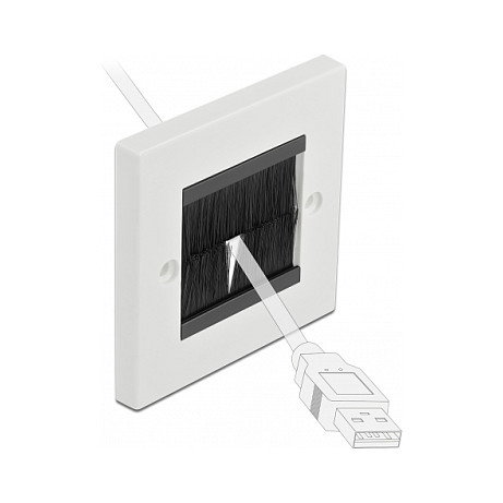 DeLOCK Cubierta para manejo de cables 86 x 86 mm con tiras de cepillo negras