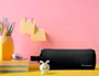 Liderpapel Estuche portatodo Classic rectangular con asa, 2 cremalleras, negro