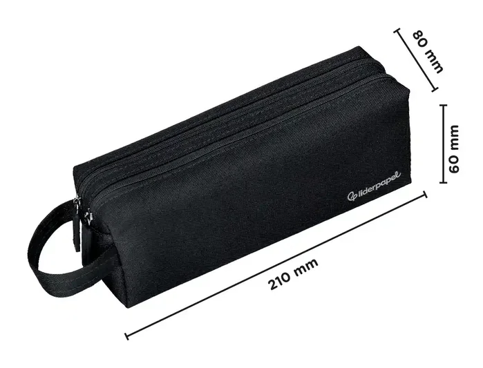 Liderpapel Estuche portatodo Classic rectangular con asa, 2 cremalleras, negro Liderpapel Estuche portatodo Classic rectangular con asa, 2 cremalleras, negro
