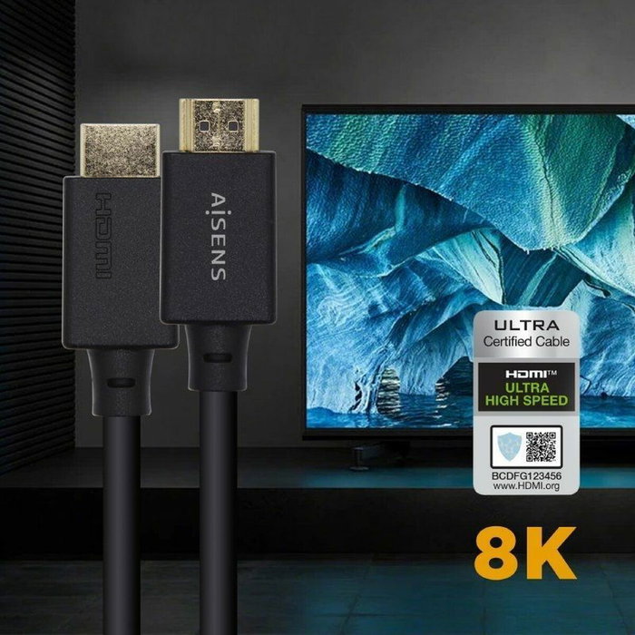 Aisens Cable HDMI V2.1 Ultra Alta Velocidad 8K@60Hz 48Gbps 2m Negro Aisens Cable HDMI V2.1 Ultra Alta Velocidad 8K@60Hz 48Gbps 2m Negro