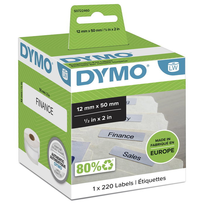 Dymo Etiquetas LabelWriter para Carpetas Colgantes 50x12mm Blanco