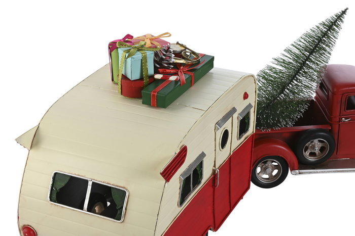 DKD Home Decor Vehículo de Decoración Metal Caravana Rojo