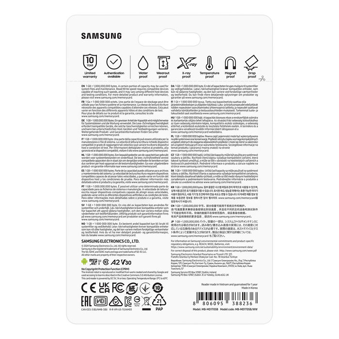 Samsung MB-MD1T0S EVO Plus MicroSDXC 1TB UHS-I U3 A2 V30 180MB/s 130MB/s con adaptador USB