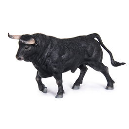 Deqube Toro Bravo Negro Zaino Trotando Figura Animal Réplica Pintada a Mano en Resina Coleccionable +3 Años