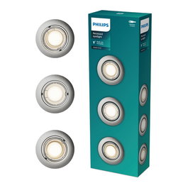 Philips Peridot - Aro empotrable LED basculante redondo, color niquel, GU10, Ø9 cm, 3 unidades, IP20, para baño y cocina