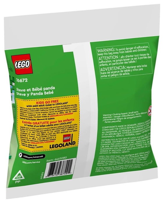 LEGO Minecraft Steve con Panda Bebé (Polybag)