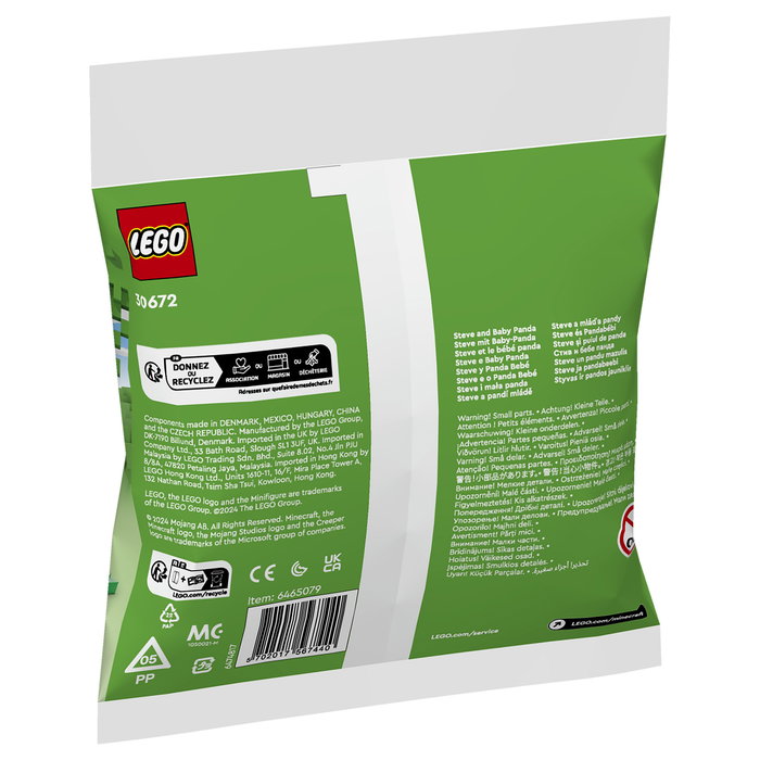 LEGO 30672 Minecraft Steve con Panda Bebé Juego de Construcción Polybag 35 Piezas Multicolor para Niños +6 Años