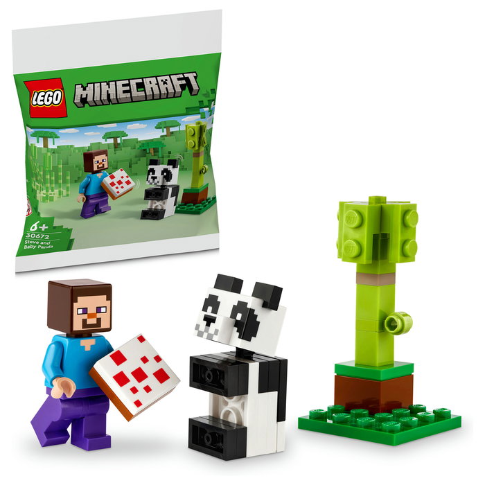 LEGO 30672 Minecraft Steve con Panda Bebé Juego de Construcción Polybag 35 Piezas Multicolor para Niños +6 Años