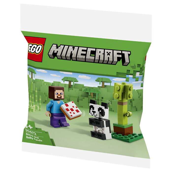 LEGO 30672 Minecraft Steve con Panda Bebé Juego de Construcción Polybag 35 Piezas Multicolor para Niños +6 Años