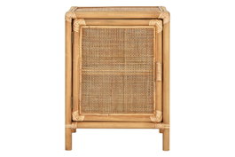 DKD Home Decor Mesita Auxiliar Abeto y Ratán con 1 Puerta