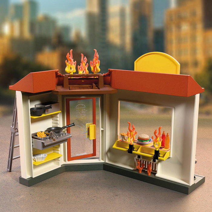 PLAYMOBIL Quad de Bomberos con Hamburguesería 72195
