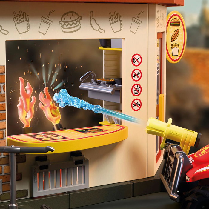 PLAYMOBIL Quad de Bomberos con Hamburguesería 72195