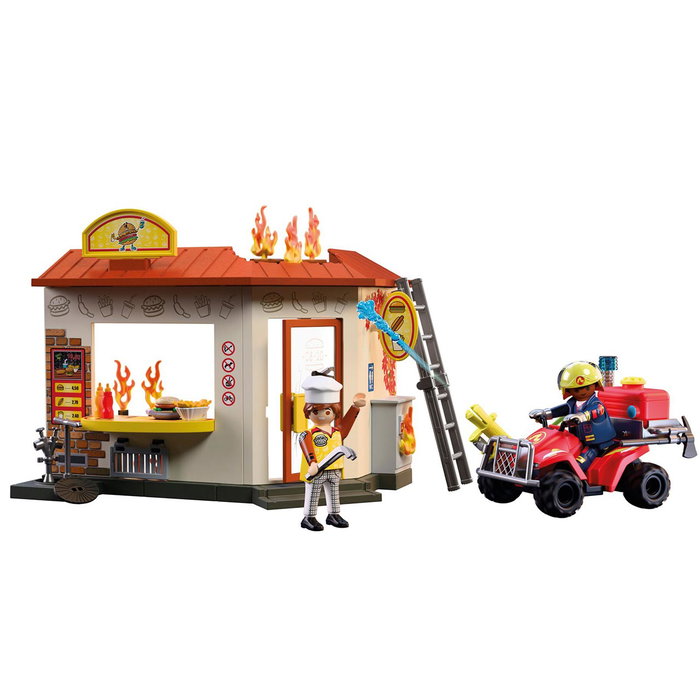 PLAYMOBIL Quad de Bomberos con Hamburguesería 72195