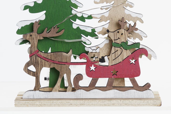 DKD Home Decor Decoración Luminosa de Madera Bosque LED