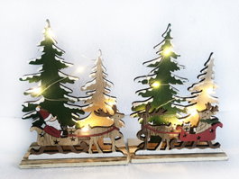 DKD Home Decor Decoración Luminosa de Madera Bosque LED