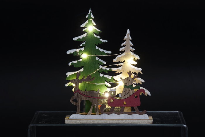 DKD Home Decor Decoración Luminosa de Madera Bosque LED