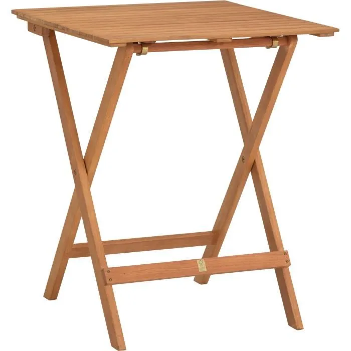 No Name SETBALCWOOD2 Set de Madera de Acacia FSC: Mesa Cuadrada y 2 Sillas Plegables