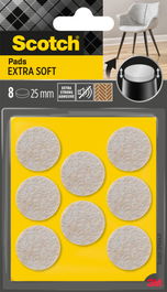 Scotch SP84A21 Fieltros Adhesivos Extra Suaves 8 Unidades 25mm Diámetro Beige 7100309845