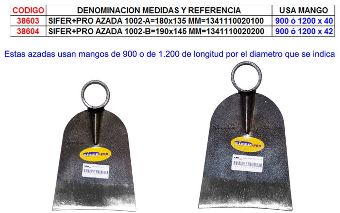 SIFER Azada SIFER+PRO 42 cm con mango de madera natural SIFER Azada SIFER+PRO 42 cm con mango de madera natural
