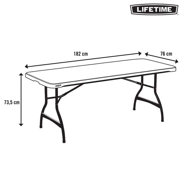 Mesa Plegable Lifetime 182 x 73,5 x 76 cm 6 personas Rectangular Acero Plástico