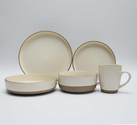 DKD Home Decor Set de 6 Cuencos de Gres Beige 16x16x6,5 cm