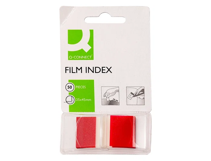 Q-connect Banderitas separadoras rojas, dispensador de 50 unidades, 45 x 25 mm