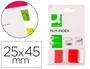 Q-connect Banderitas separadoras rojas, dispensador de 50 unidades, 45 x 25 mm